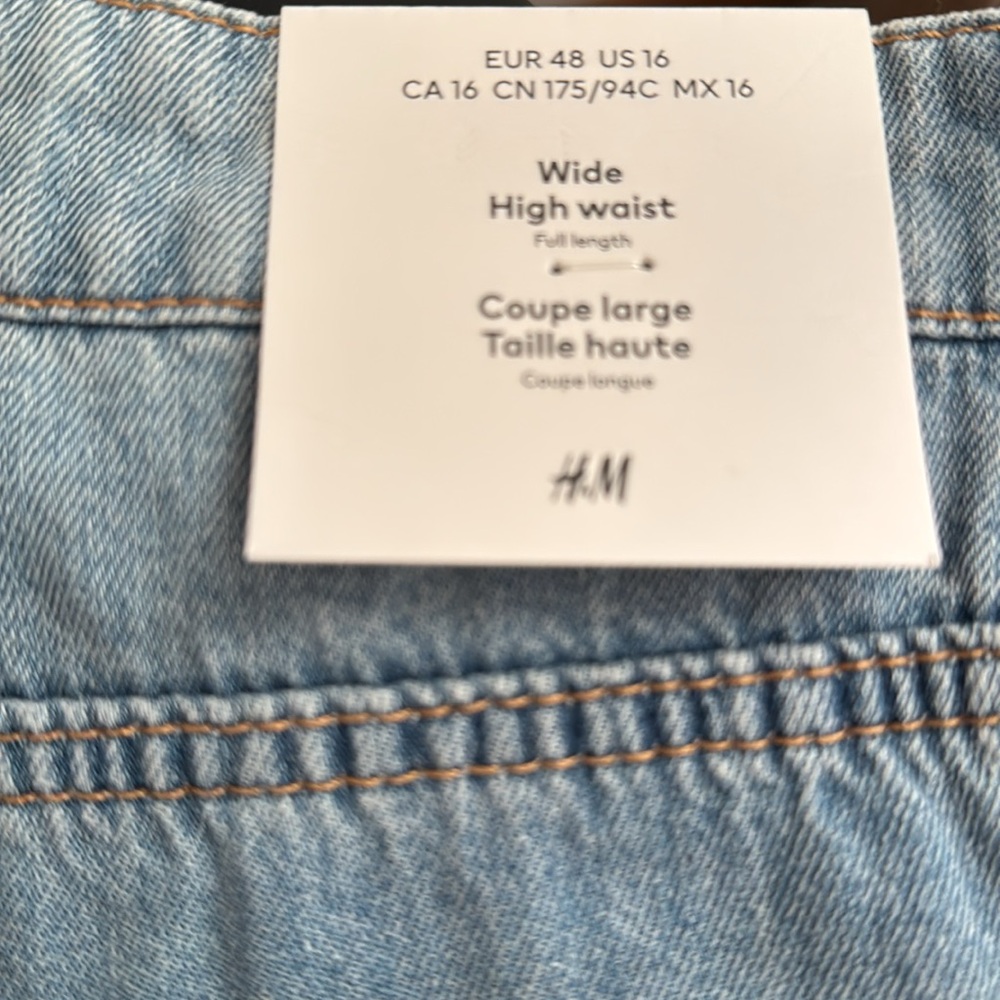 H&M JEANS (DIVIDE), WIDE HIGH, SIZE 16 - Picture 4 of 12
